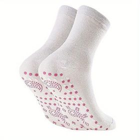 1 Pair Of Self-Heating Socks, Comfortable Elastic Resistant To Penetration Heating Socks Warm And Cold-Resistant Socks For Outdoor Activities, Skiing (Color: White, size: US Shoe Size 6-10)