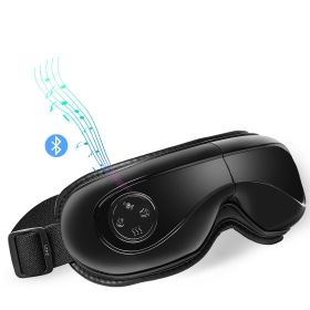 VEVOR Heated Eye Massager Eye Care Device 5 Modes Bluetooth Music 180¬∞ Foldable (Color: Black, Control Type: Push-button)