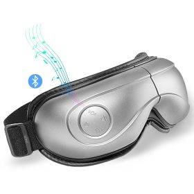 VEVOR Heated Eye Massager Eye Care Device 5 Modes Bluetooth Music 180¬∞ Foldable (Color: Light Gray, Control Type: Push-button)